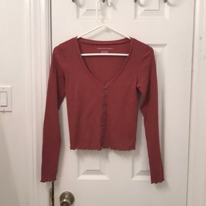 American Eagle NWOT long sleeve crop top button up